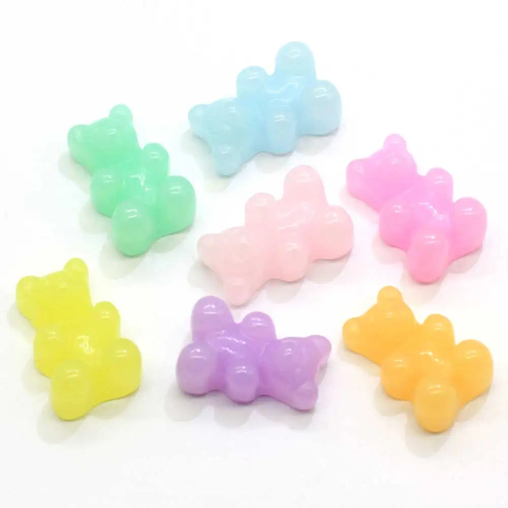 Pastel Color Cartoon Gummy Bear Candy Resin Flat Back Cabochons Accessories for Girl Hair Bow Center Photo  Decor Crafts DIY