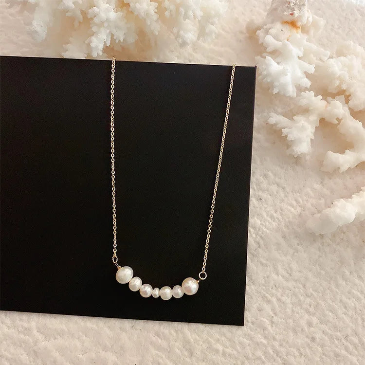 HOVANCI White Natural Baroque Pearl Choker Necklace for Women Simple Style Handmade Wedding Party Jewelry Gift