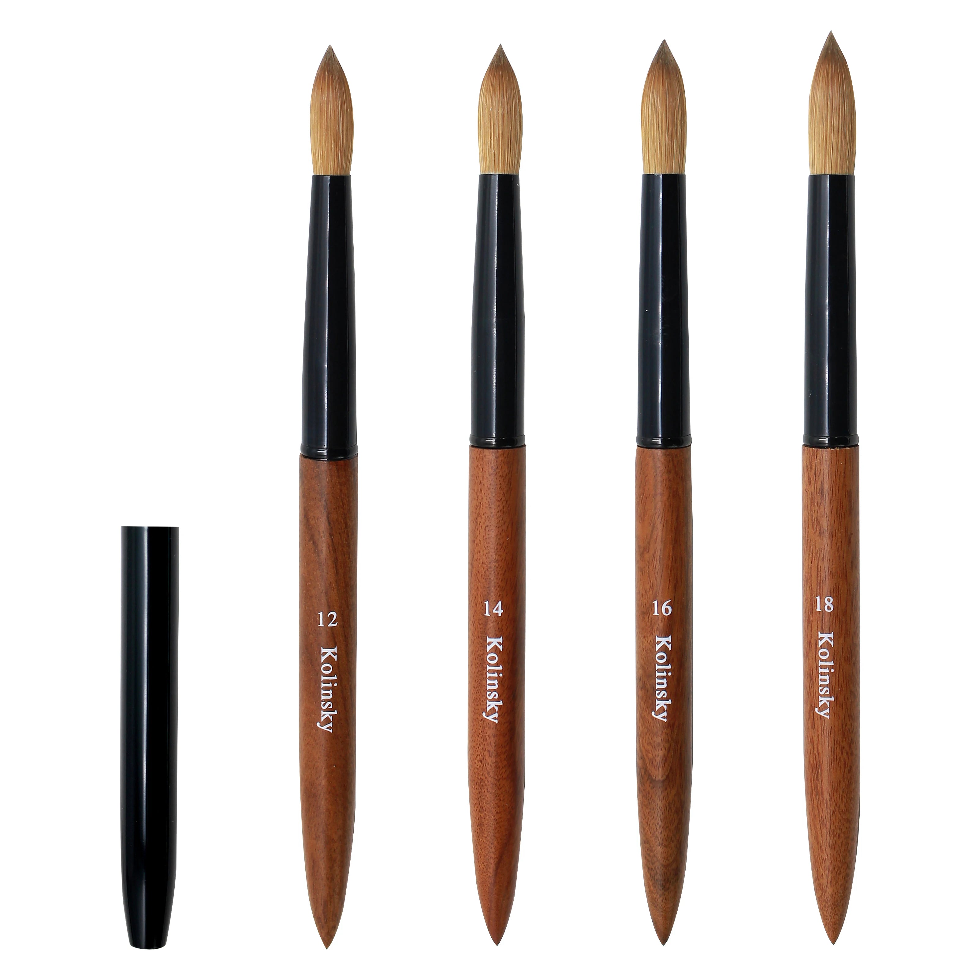 Nail Supplier Premium Kolinsky Acrylic Brush Luxury Quality 100% Pure Konlinsky Sable Hair Crimped Round Nail Acrylic Brush #18