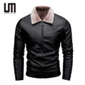 Liu Ming Wholesale Winter New Year 2024 Men Casual PU Faux Leather Jacket Oversize Velvet Warm Thick Fur Collar Coat