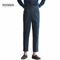 Italian High-end High-waisted Vintage Twill Denim Straight Pants for Men  Business Casual Suit Pants