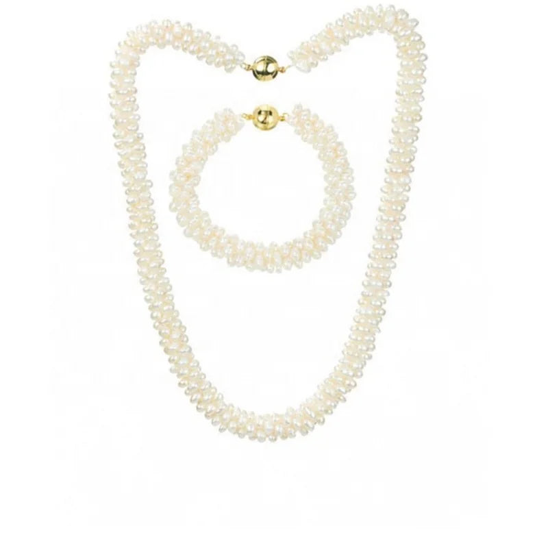 Autumn and Winter New Sweater Chain Magnet Niche Everything Hand Woven Natural Freshwater Pearl Necklace Female