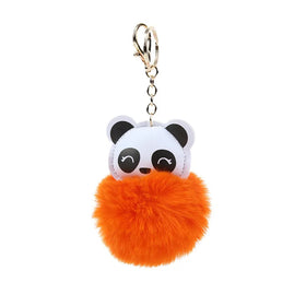 Kawaii Pompom Panda Keychains Bag Pendant Charm Accessories Pu Leather Animal Panda Key Chain Key Ring Rabbit Fur Ball Keychain