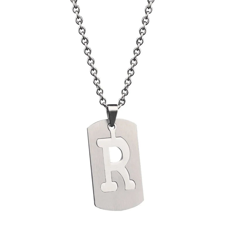 Custom Dog Tag Pendant Chain A-z Letter Pendant Necklace for Women Personalized Pendant Charms for Diy Jewelry Making