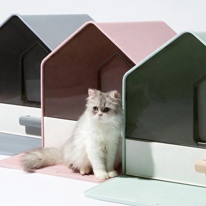 Cat Litter Basin Villa Large Pet Toilet Easy Clean Luxury Enclosed Cat Litter Box
