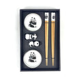 Factory Chinese Style  Panda Design Ceramic Dishes and Wood  Chopsticks Creative Flatware Sushi Gift Set