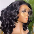 Funmi Super Double Drawn Lace WigRaw Virgin Lace Front Loose Wave Curly Bob WigsCheap HD Human Hair Wigs Chinese Hair Vendor