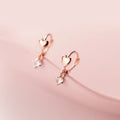 925 Sterling Silver Small Heart Earings Round Cubic Zirconia Pendant Rose Gold Plated Hoop Earrings Fashion Jewelry for Women