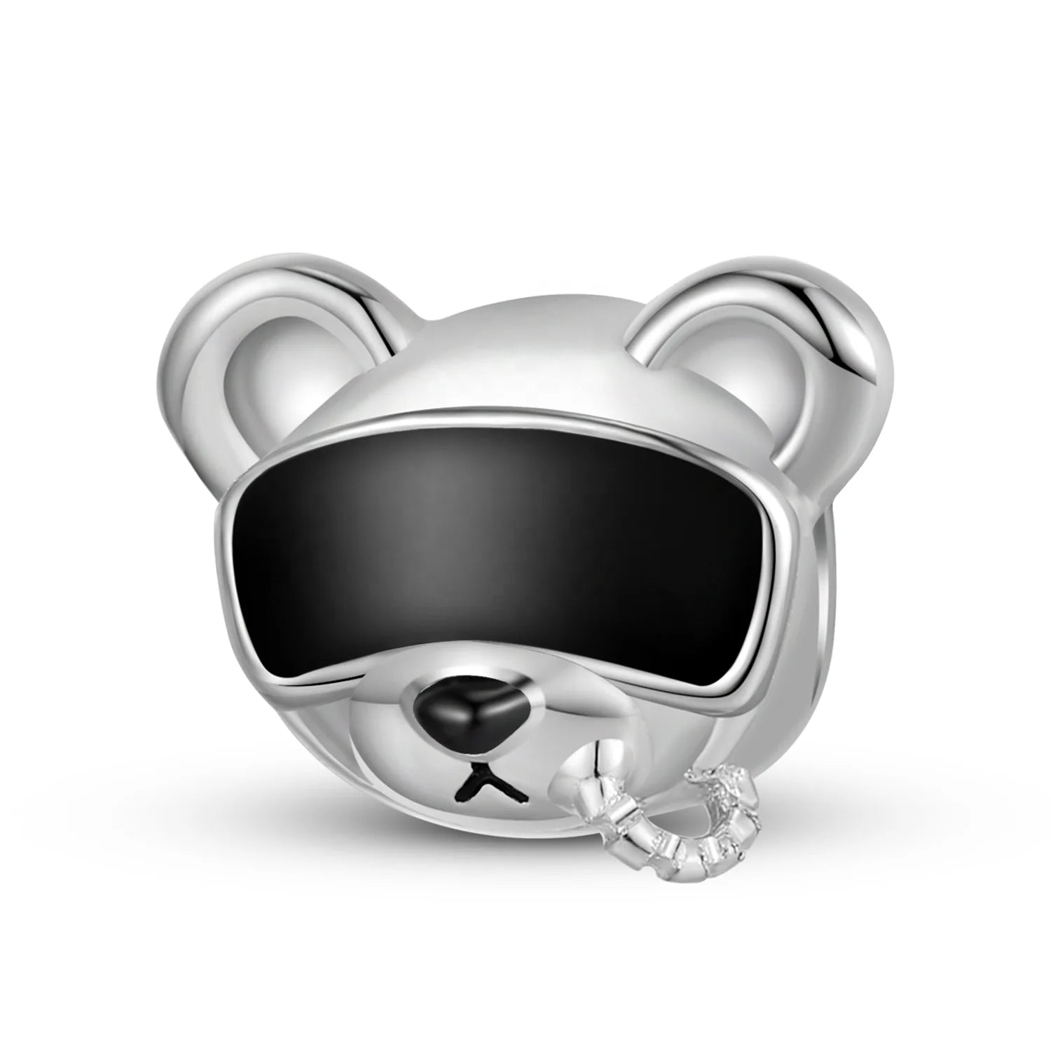 Cool Diving Glasses Bear Charm Real 925 Sterling Silver Enamel Beads for Women Charm Bracelet Jewelry Dropshipping Have Stock