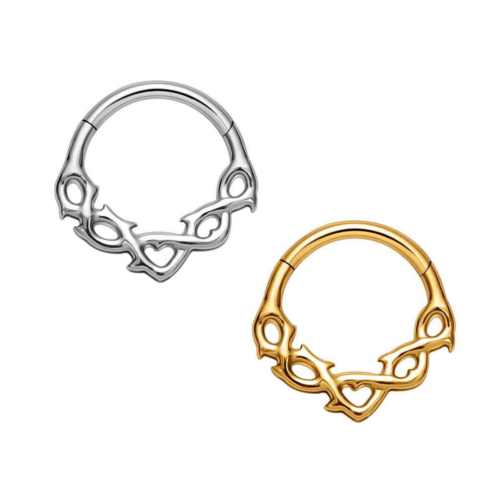 ASTM F136 TitaniumThorns Flower Vine Septum Hoop Clicker Nose Ring Helix Cartilage Upper Lobe Piercing Earrings Body Jewelry