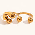 Dingran Fashion Design Double Finger Ring Tarnish Free Gold Plated Stainless Steel Bead Rings