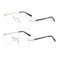 Drop Ship Men's Classic Gold Frame Spectacle Vintage Shield Rimless Design Nickel Copper Metal Stud Installation Reading Glasses