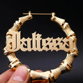 Personality Exaggerated Bamboo Big Ear Ring Female Stainless Steel Frosted Name Custom Earrings