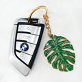 Fashion Enamel Green Monstera Leaf Pendant Keychain for Key Bag Charms
