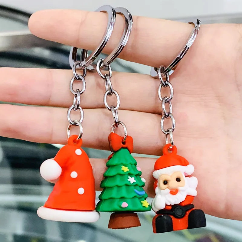 Wholesale Creative 3D Christmas Soft PVC Keychain Custom Party Keychain with New Design Christmas Pendant Keychain