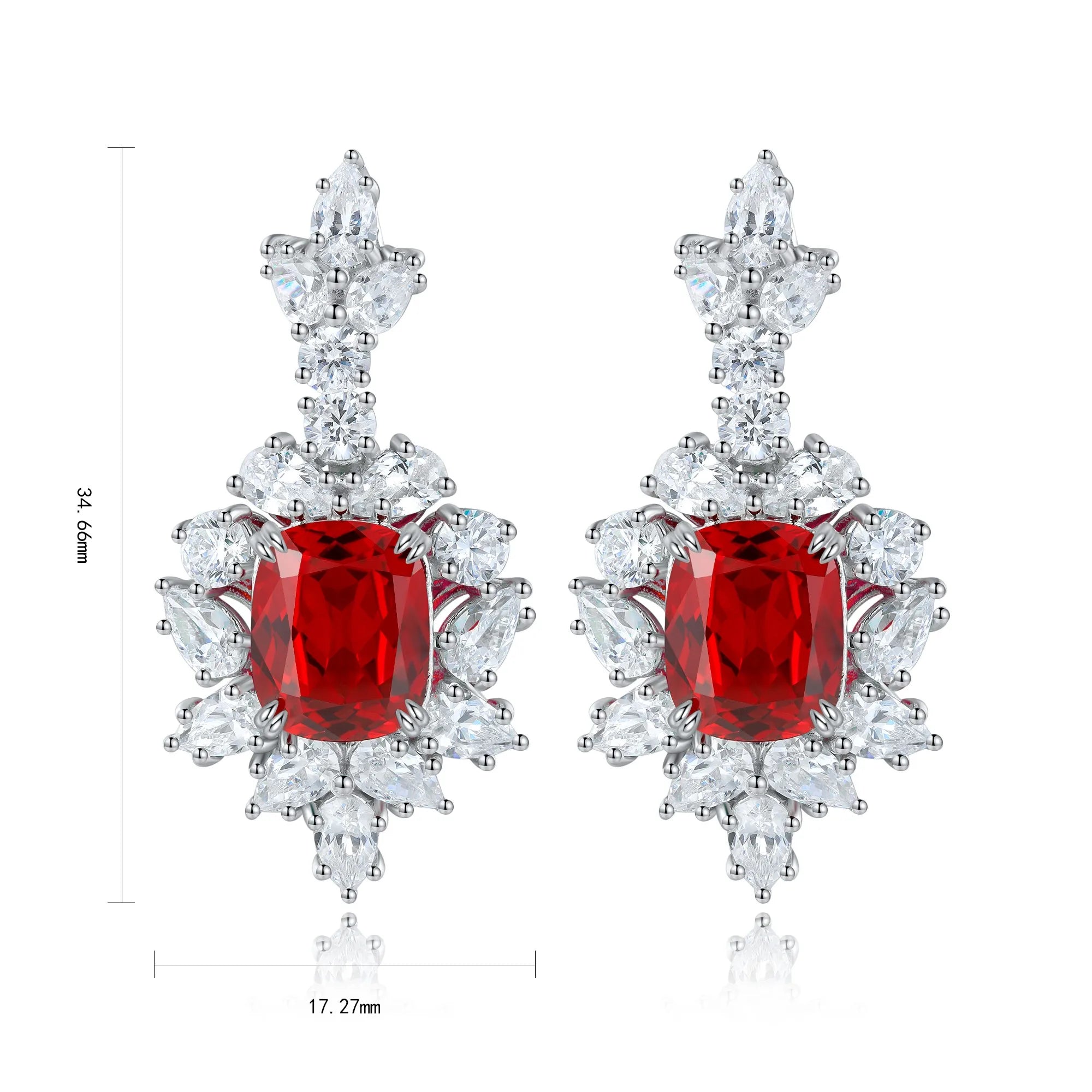925 Sterling Silver Luxury Fancy Design Lab Grown Ruby Stud Earring Exquisite Fashion Jewelry Women's Anniversary Party Gift