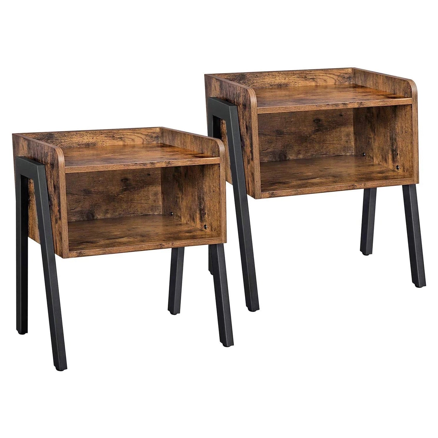 Modern Industrial Wooden Bedroom Furniture Bedside Table 1 Drawer Stable Sturdy Storage Nightstand Multipurpose Side Table Metal