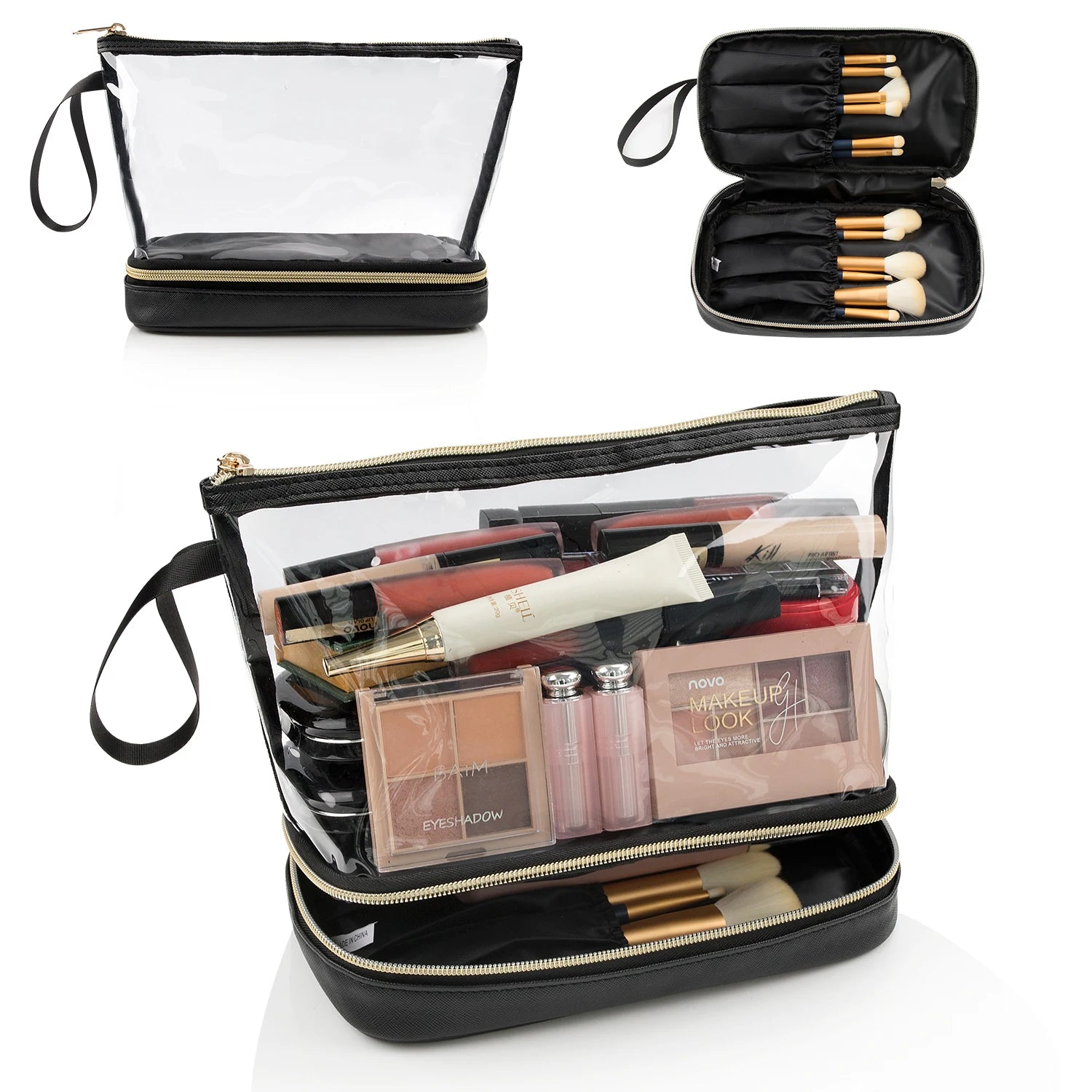 Relavel Small  Makeup Bag Organizer Waterproof Toiletry Bag Women TSA Approved Clear Plastic Cosmetic Bags for Travelling