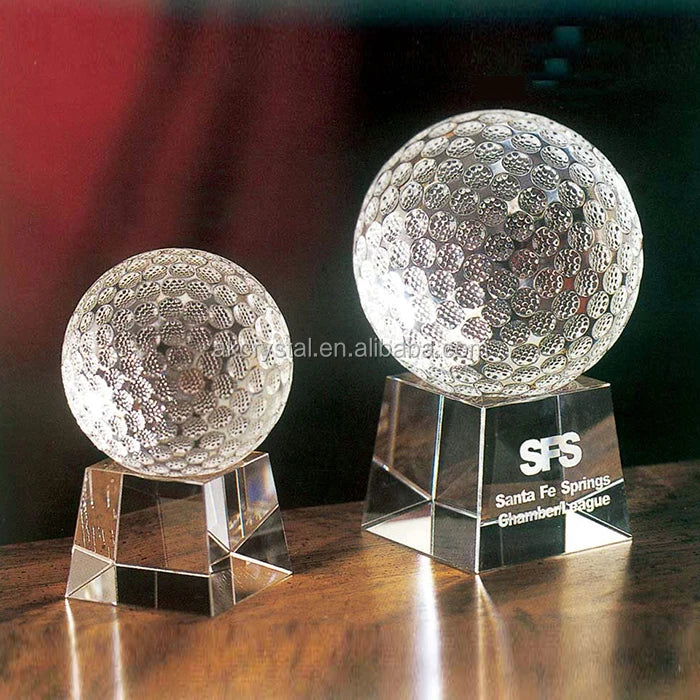 Wholesale Clear Decorative Sports Ball Customized Golf Football Basketball Crystal Trophy Awards