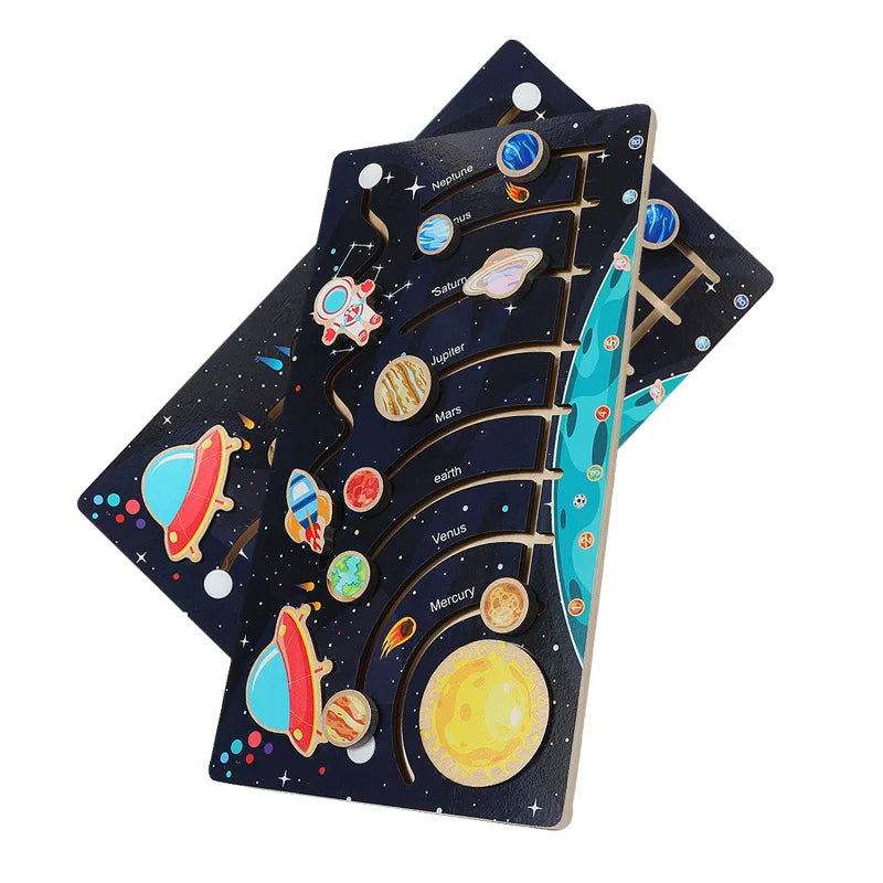 WEIWEITIGER Wooden Solar System Puzzle for Toddlers & Preschoolers-Montessori Educational Toy with Under 50 Pieces