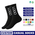 Custom Socks Design Own Logo Crew Socks Cotton Black Sport Sock Elite Calcetines No Minimum Order Private Your Label Bamboo