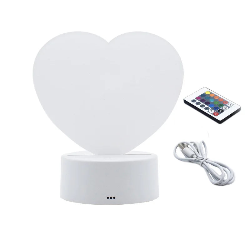 Night Light Sublimation Acrylic Photo Frame With Three-color Changing Lamp Base for Christmas/Wedding/Birthday/Decor