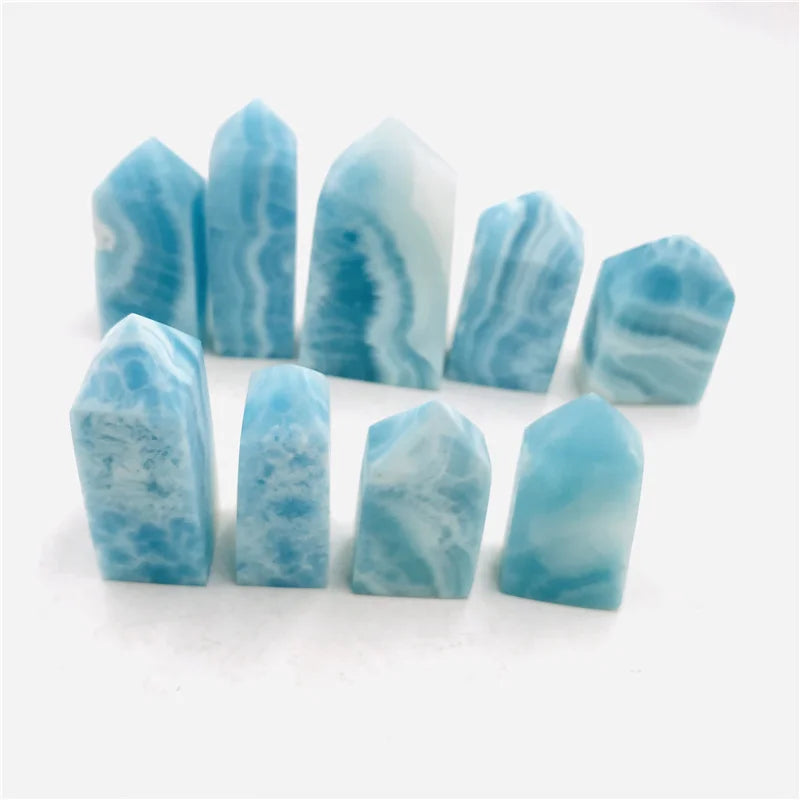 New Arrivals Natural Quartz Gemstone Larimar Tiny Crystal Points Obelisk for Decoration Pendant