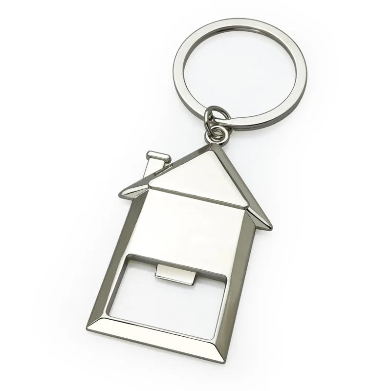 Novelty Mini House Beer Opener Keychain Custom Logo Laser Engraving Promotional Gift Keychain Wholesale
