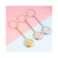 New Key Chain Customized Logo Stainless Steel Engraved18K Gold Plated Round Photo Locket Pendant Metal Keychains