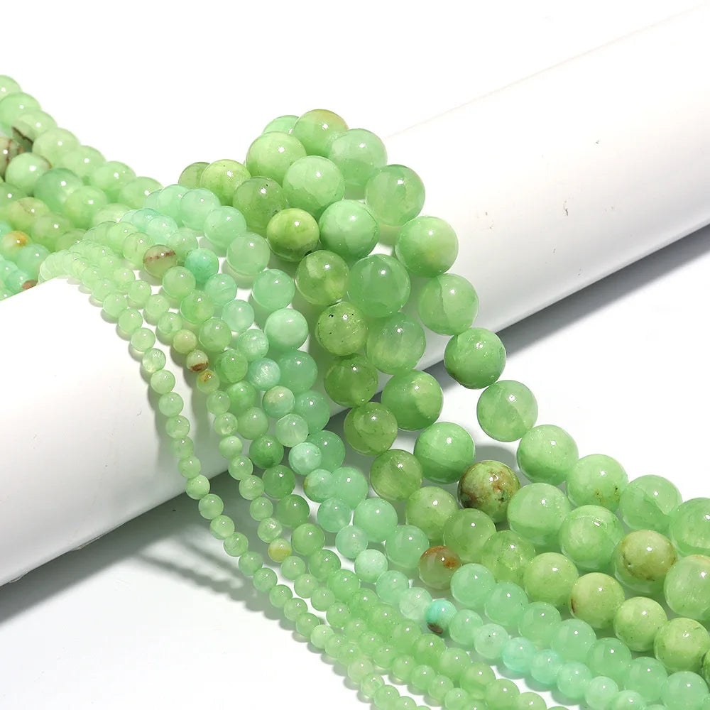 Wholesale Natural Green Calcite Smooth Round Loose Beads Stones for Jewelry Making Design DIY