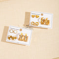 Fashionable Gold-Plated Stainless Steel Earrings Set Stylish Diamond Heart & Geometric  Design for Parties & Gifts