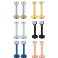 Nord Gold Plated 16g Stainless Steel Body Jewelry Internal Threaded Labret Ring Prong Zircon Nose Piercing Lip Stud and Earring