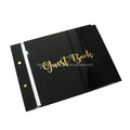 Custom Wedding Reception Vintage Black Acrylic Cover Guest Book Notebooks with Gold Mirror Acrylic Monogram