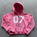 Custom logo Screen Printing Heavyweight 450 Gsm Cotton Terry Zipper Hoodie Men Boxy Fit Oversized Cropped Zip up Pink Hoodie