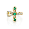 LOZRUNVE 925 Silver Jewelry Factory Emerald Diamond Crystal Large Cross Ring for Party Cocktail