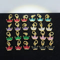 CZ8537 Dainty 18K Gold Mini Jewelry Supplies CZ Oblong CharmSmall Diamond Cubic Zirconia Crown Charms Pendants