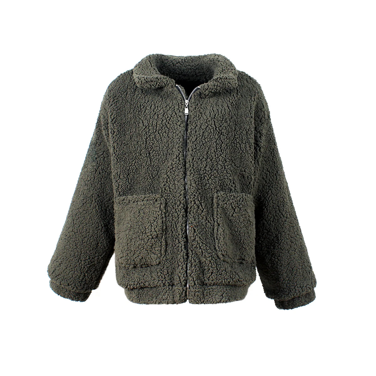 Fashion Winter Faux Fur Coat Thick Warm Soft Fleece Jacket Turn-down Collar Big Pocket Teddy Bear Overcoat