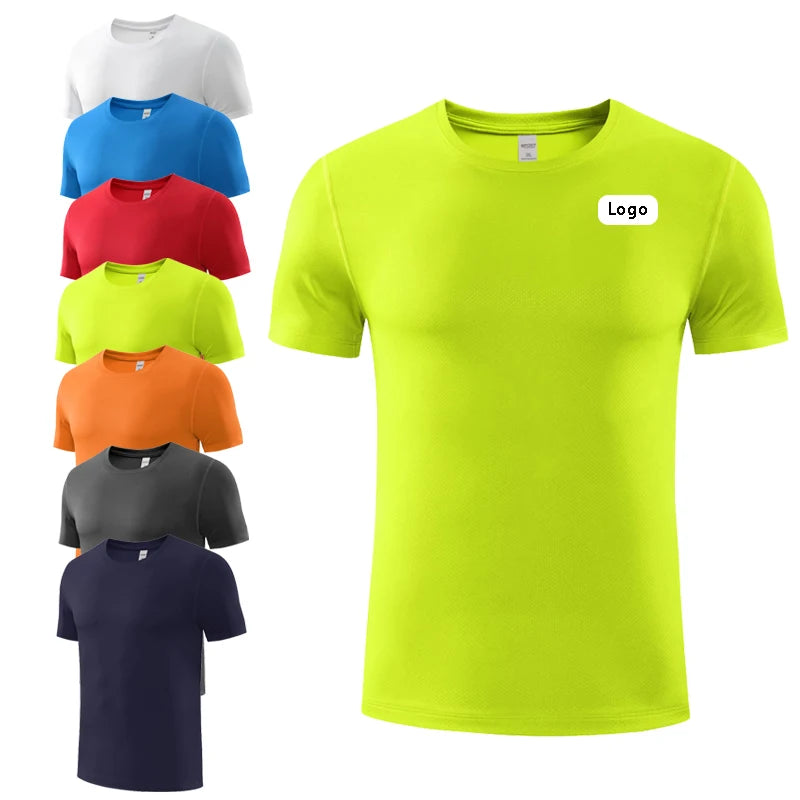 Custom Printing Logo Quick Dry Breathable Men's Gym Running Marathon T-shirts 100% Polyester Unisex Fitness Training Tee Shirts