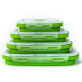 Set of 4 Collapsible Foldable Kitchen Silicone Utensils Container With BPA Free Leftover Meal Box With Airtight Plastic Lids