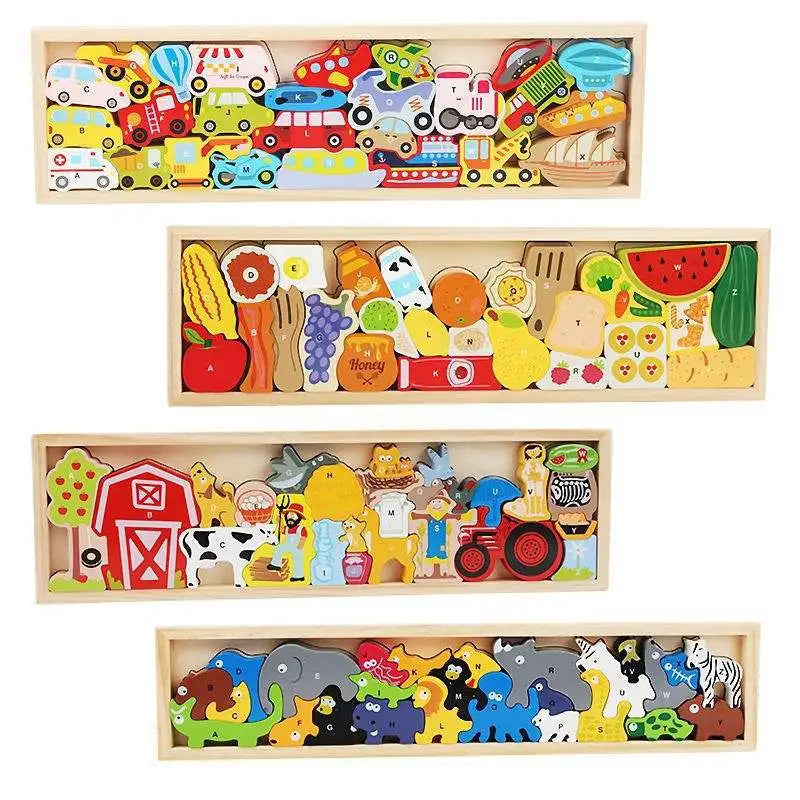 Custom Children's Wooden 3D Cartoon Animal Farm Balance Block Puzzle Montessori Educational Toys for Kids
