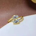 Hot Sale 925 Sterling Silver 18k Gold Plated Pear Cut Natural Aquamarine Wedding Couple Minimalist Custom Finger Women Rings