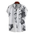 RNSHANGER Summer Breathable Floral Print Cotton Blend Shirt for Men Hawaiian Casual Short Sleeve Beach Wear Leisure