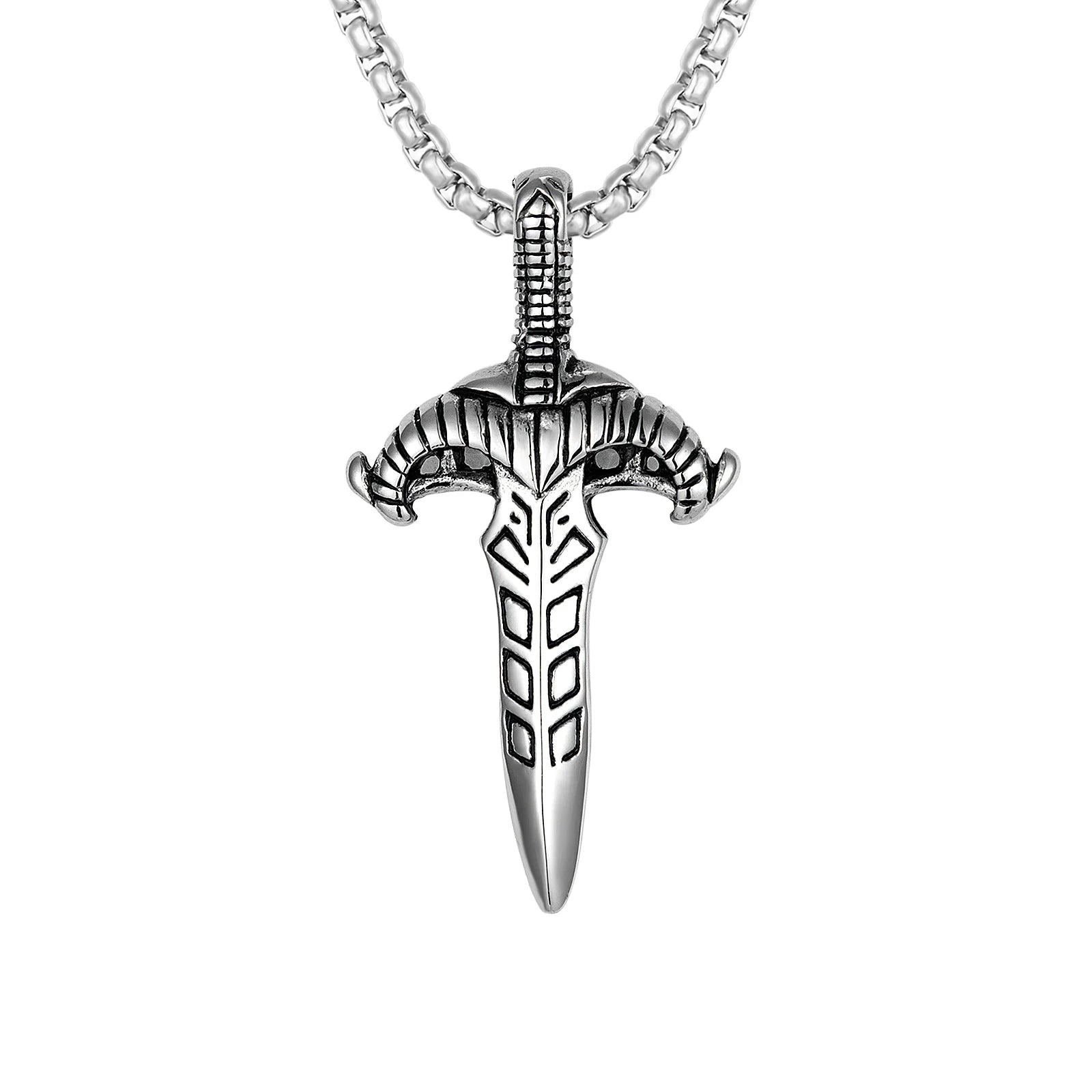 European and American Fashion Sword Necklace Men's Stainless Steel Pendant Necklace
