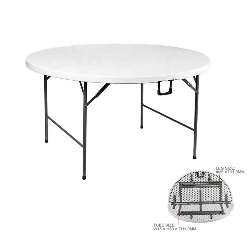 4ft 120cm Modern Design Outdoor Plastic Foldable Round Table for Events Parties Banquets-for Courtyards Dining Hotels 48 Inches