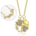 18K Gold Plated Stainless Steel CZ Crystal Necklace for Women Trendy 4 Heart Magnetic Clover Link Lucky Four Heart Leaf Clover
