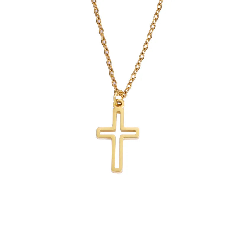 MIENTER Stainless Steel Cross Necklace Fashion Luxury 18k Gold Plated Stainless Steel Jewelry