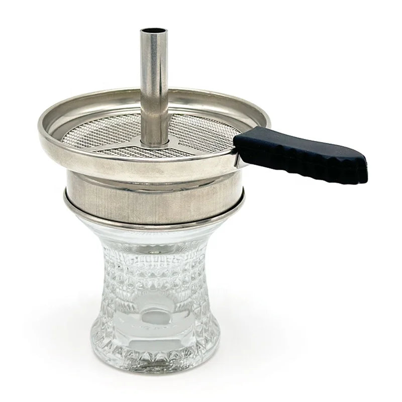 LOMINT Glass Hookah Head Crystal Bowl With Charcoal Holder Shisha Tobacco Screens Cachimba Accessories Large Handle LM-B151