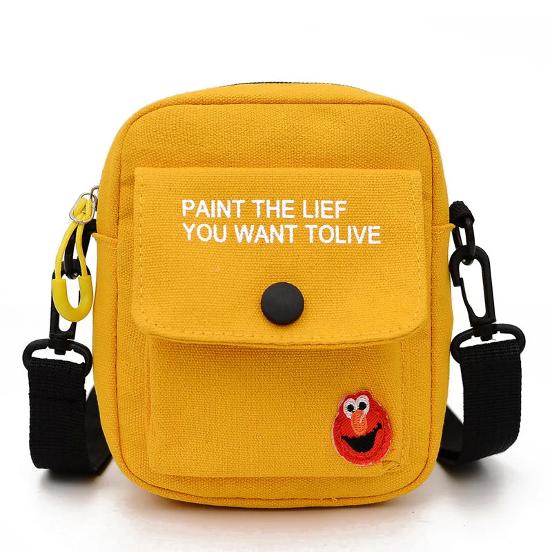 2024 New Desig Fashion Canvas Crossbody Shoulder Bag Cute Mini Canvas Kids Cartoon Messenger Bag Trendy Cute Mini Square Bag
