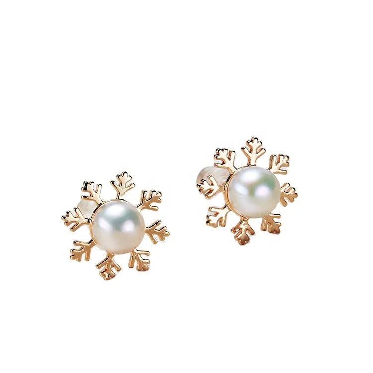 925 Sterling Silver Needle Pearl Earrings Latest Design Snow Earrings Natural Freshwater Pearl Earrings