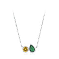 Hot Sale Simple Geometric Zircon Necklace 925 Sterling Silver Yellow Green Emerald Pendant Necklace Factory Wholesale Jewelry